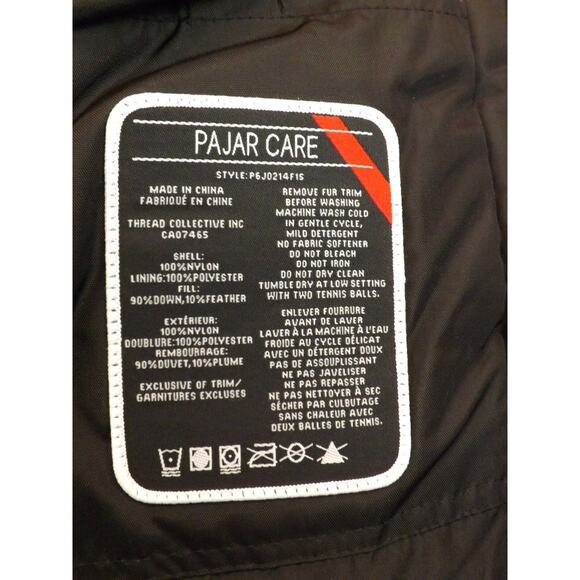 NWT PAJAR CANADA BLACK NYLON COYOTE FUR HOODIE JAMES GOOSE DOWN JACKET L - Picture 9 of 9